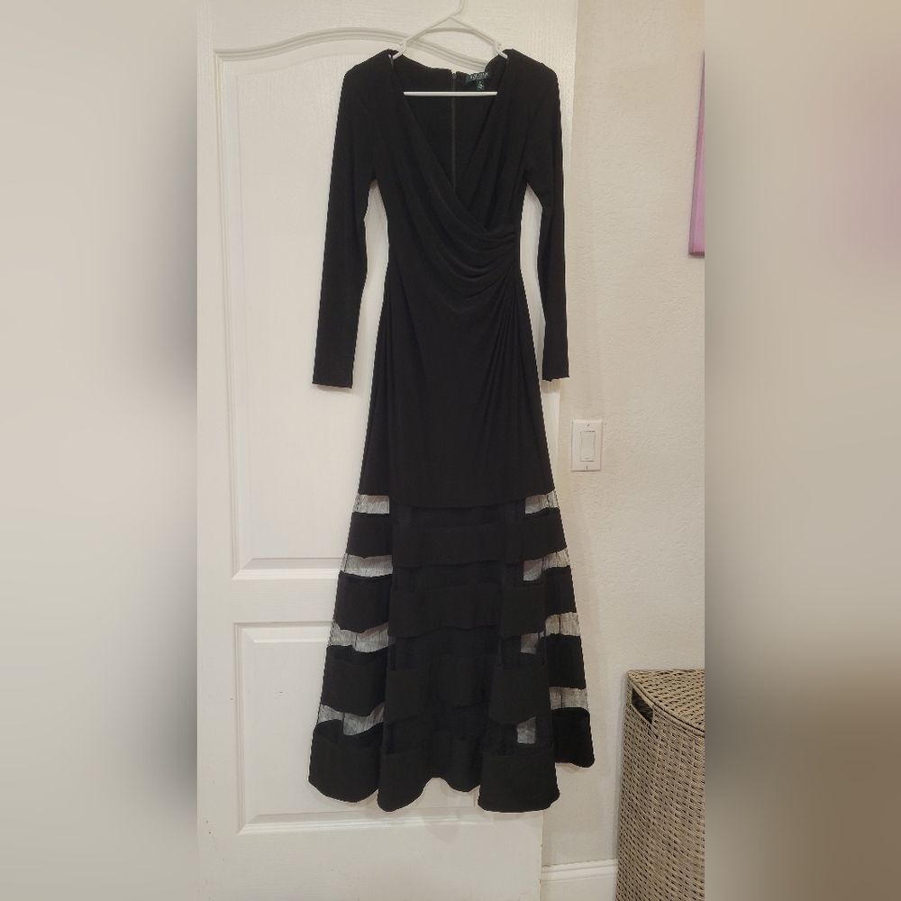 RALP LAUREN size 4 long black gown mermaid special occasion, Wedding long sleeve